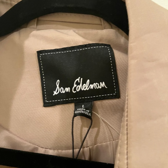 NEW Sam Edelman Double Breasted Belted Tan Trench Coat Cotton Blend L - Picture 12 of 13
